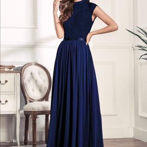 Miusol Women's Formal Sleeveless Floral Lace Bridesmaid Party Maxi Dress